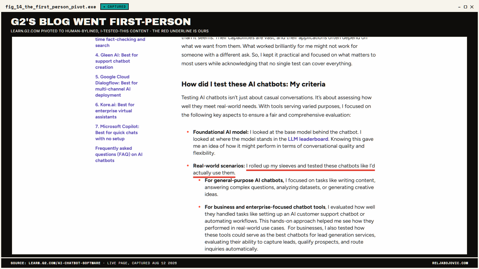 G2's pivot towards first-person singular content.